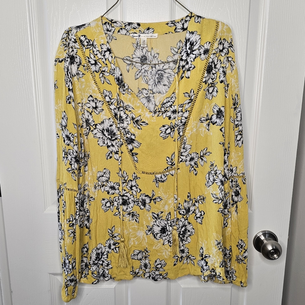 Seven7 Women's Floral Boho Top Shirt - size Large